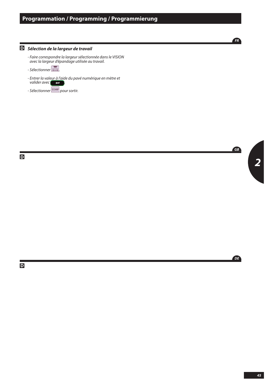 Programmation / programming / programmierung | Sulky VISION DPB CAN User Manual | Page 45 / 85