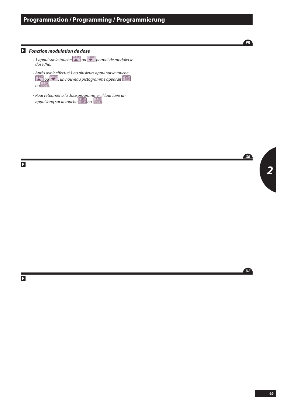 Programmation / programming / programmierung | Sulky VISION DPB CAN User Manual | Page 49 / 85