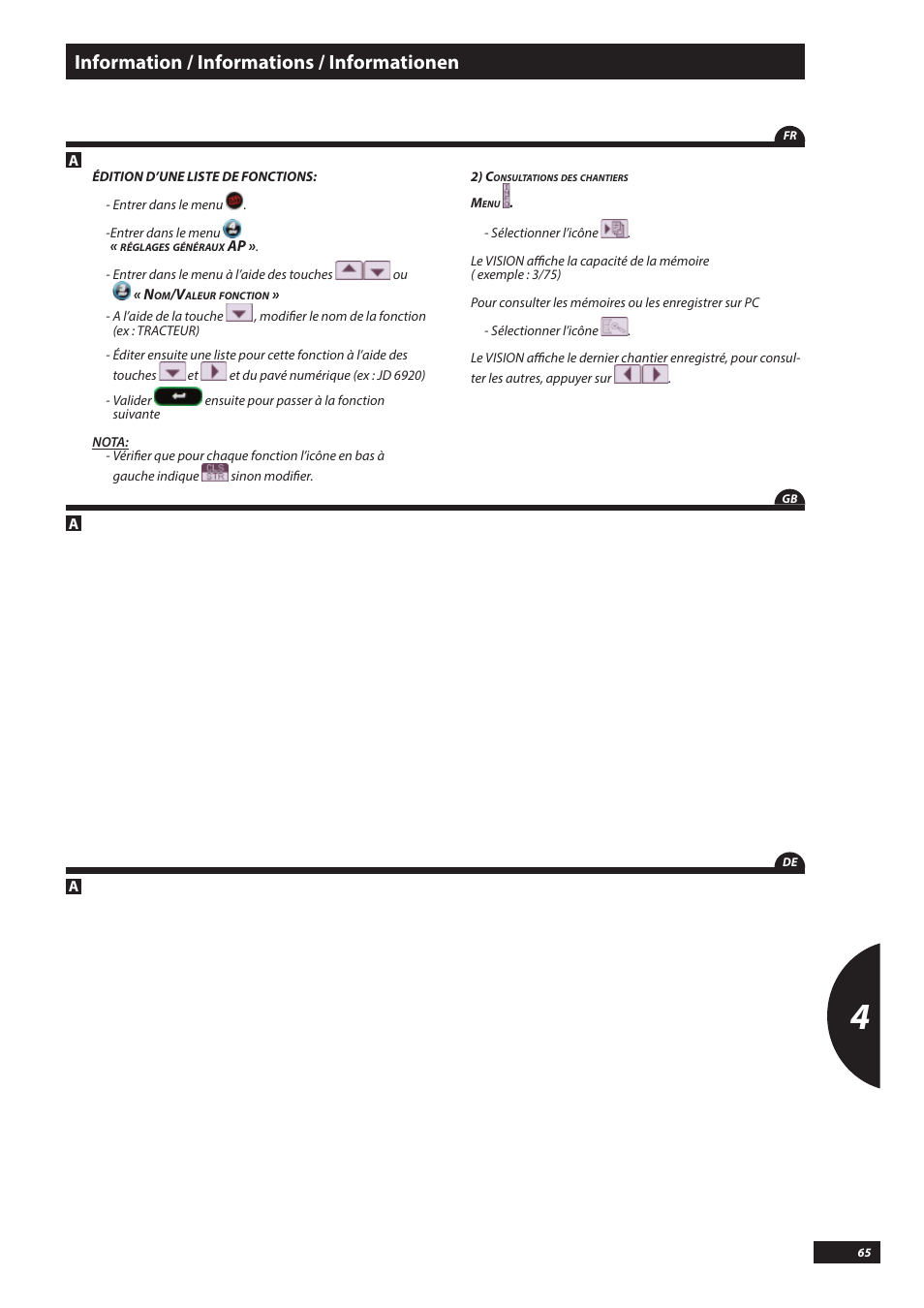 Information / informations / informationen | Sulky VISION DPB CAN User Manual | Page 65 / 85