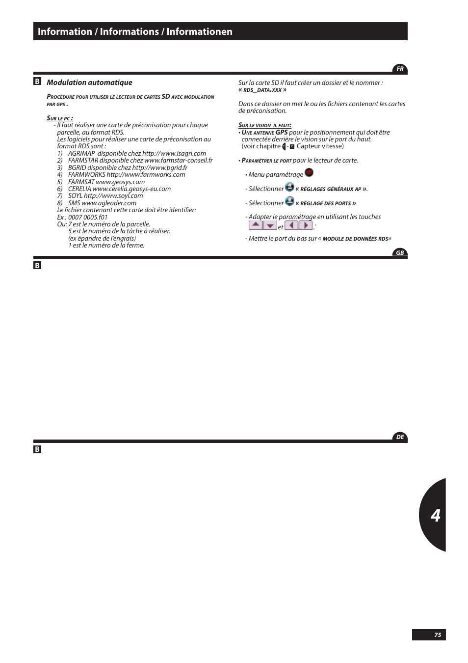 Information / informations / informationen | Sulky VISION DPB CAN User Manual | Page 75 / 85