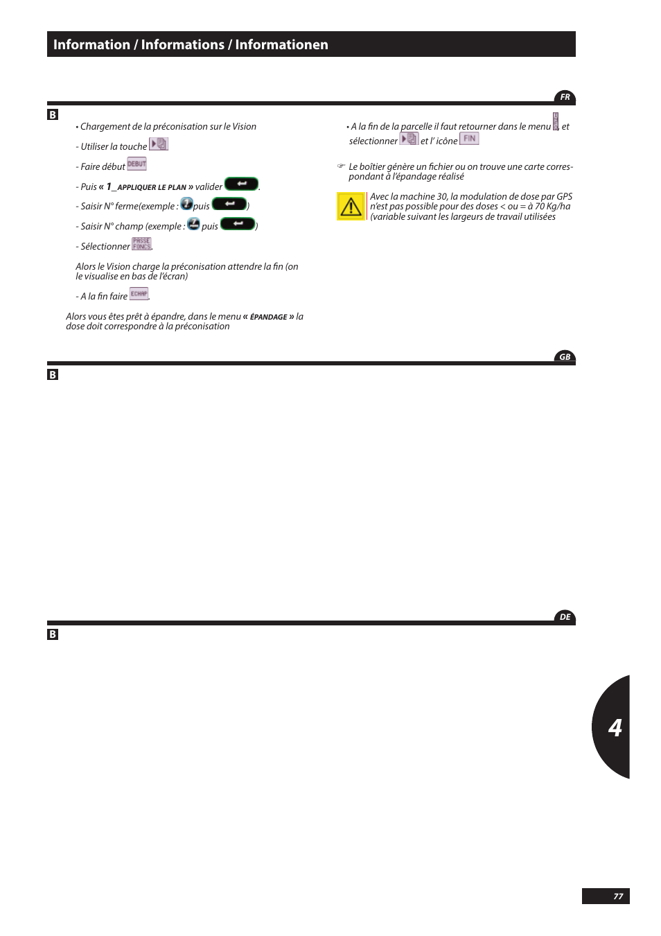 Information / informations / informationen | Sulky VISION DPB CAN User Manual | Page 77 / 85