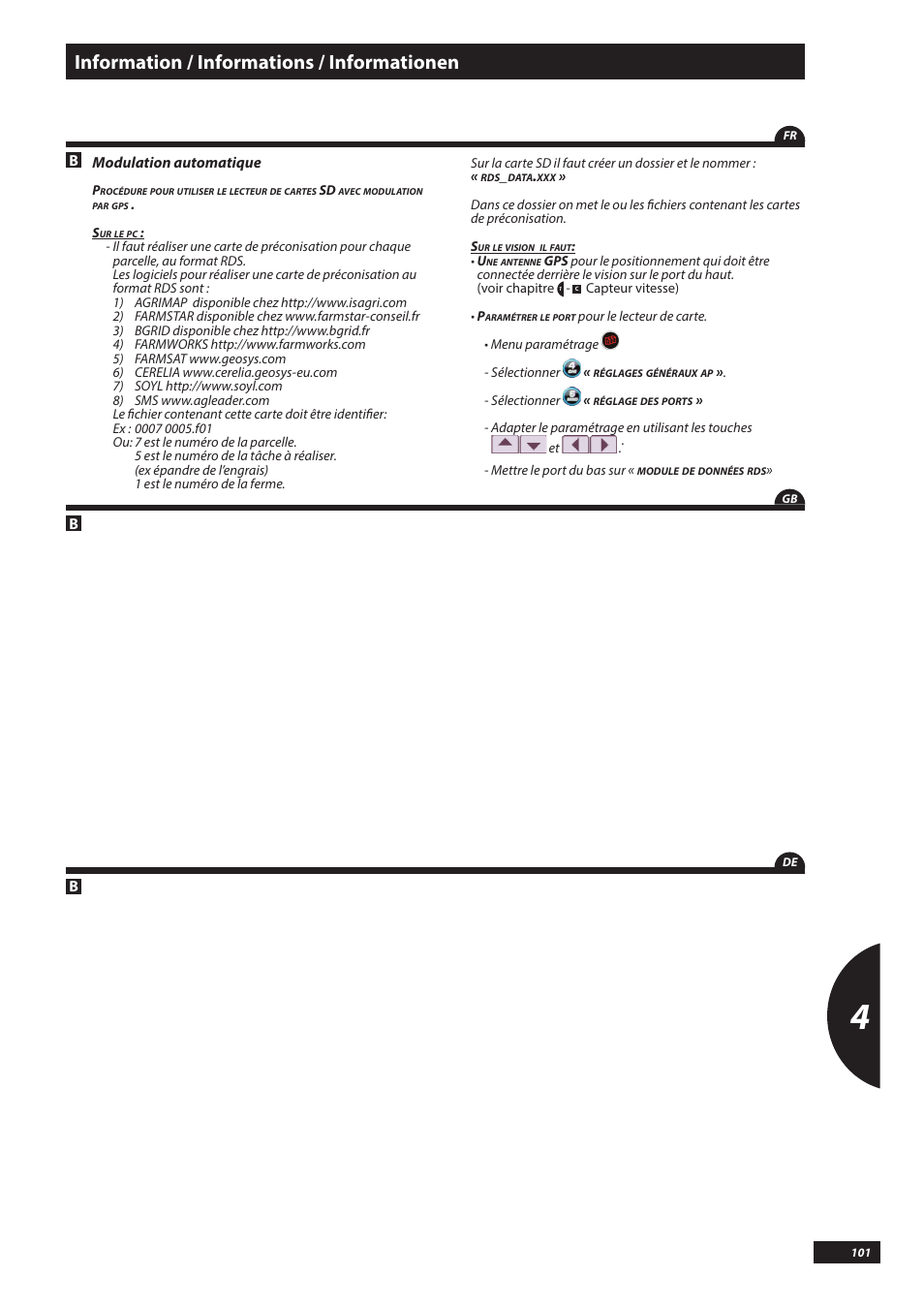 Information / informations / informationen | Sulky VISION WPB CAN User Manual | Page 101 / 111