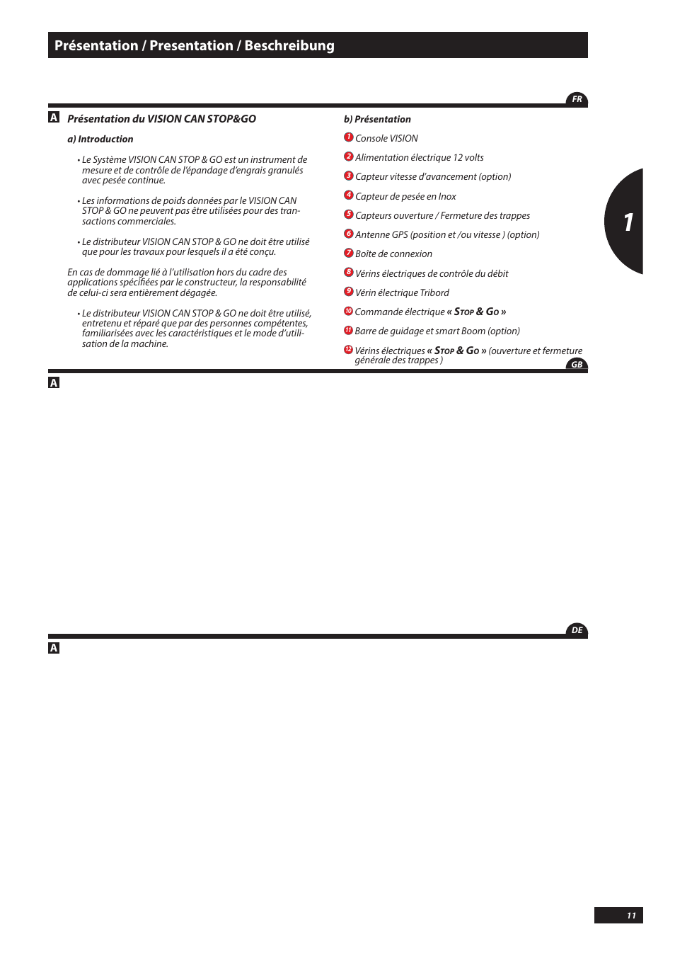 Présentation / presentation / beschreibung | Sulky VISION WPB CAN User Manual | Page 11 / 111
