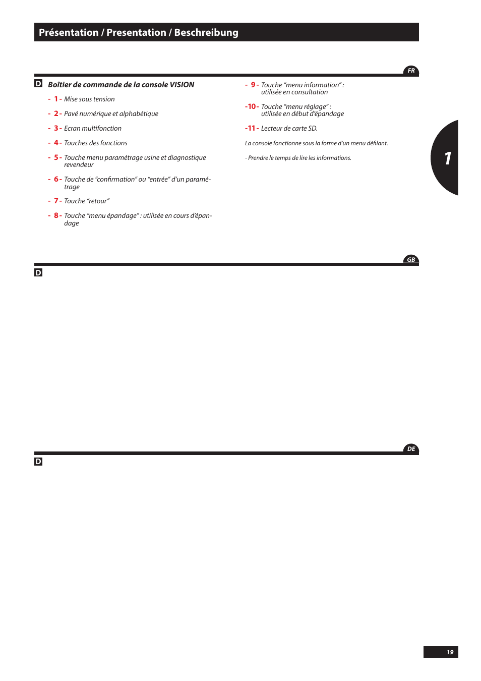 Présentation / presentation / beschreibung | Sulky VISION WPB CAN User Manual | Page 19 / 111