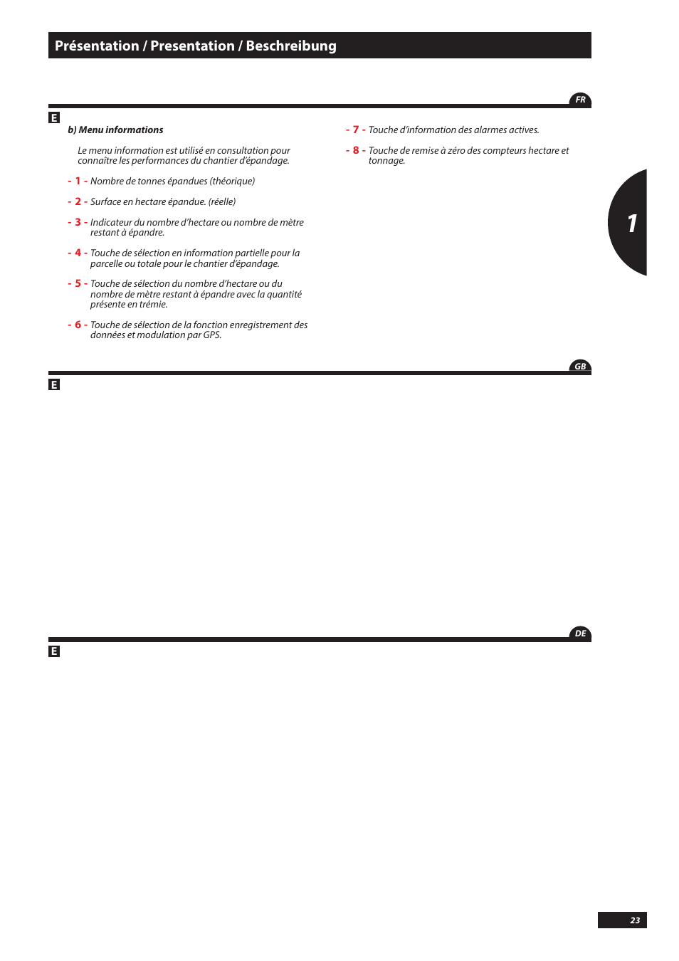 Présentation / presentation / beschreibung | Sulky VISION WPB CAN User Manual | Page 23 / 111