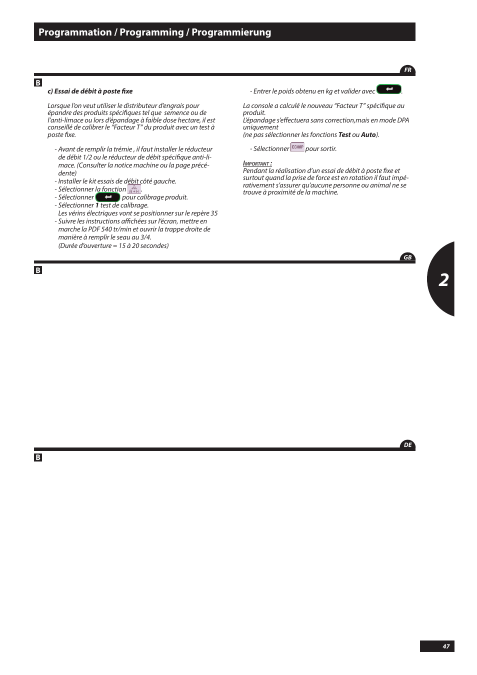Programmation / programming / programmierung | Sulky VISION WPB CAN User Manual | Page 47 / 111