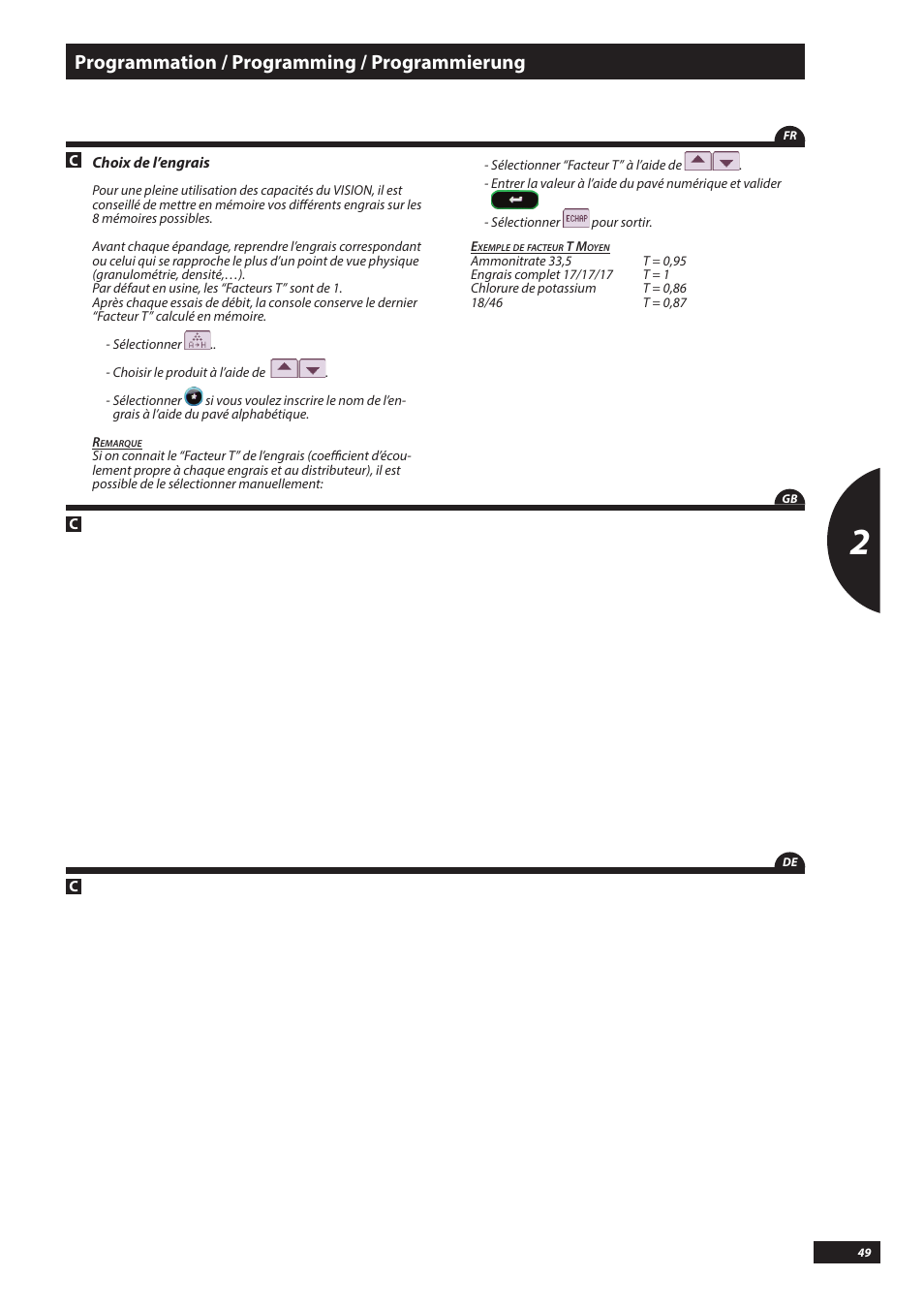 Programmation / programming / programmierung | Sulky VISION WPB CAN User Manual | Page 49 / 111