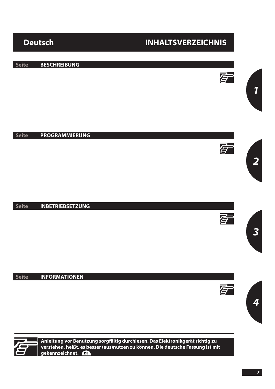 Deutsch inhaltsverzeichnis | Sulky VISION WPB CAN User Manual | Page 7 / 111