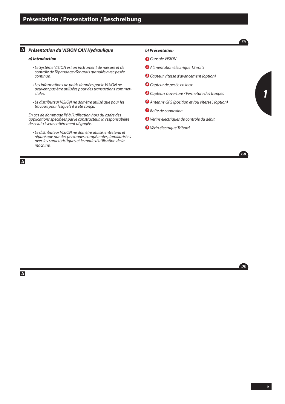 Présentation / presentation / beschreibung | Sulky VISION WPB CAN User Manual | Page 9 / 111