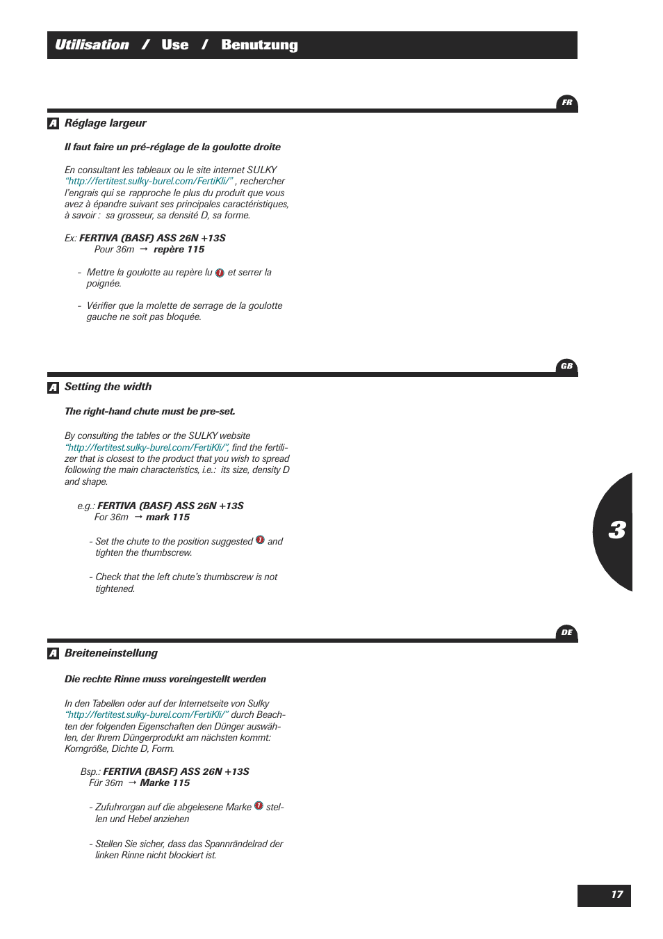 Utilisation / use / benutzung | Sulky Justax User Manual | Page 17 / 25