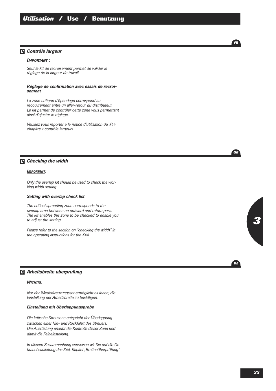 Utilisation / use / benutzung | Sulky Justax User Manual | Page 23 / 25