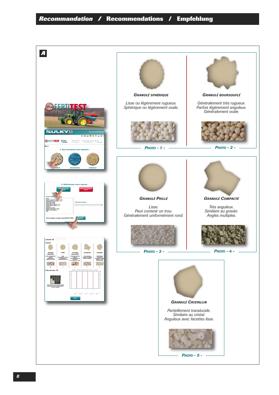 Recommandation / recommendations / empfehlung | Sulky Justax User Manual | Page 8 / 25