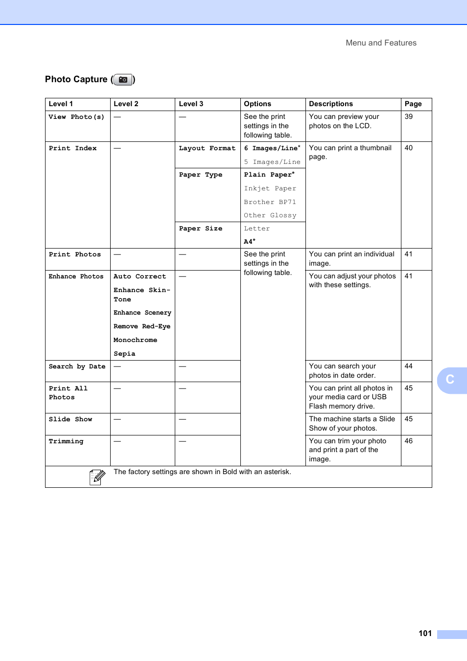 Photo capture ( ) | Brother DCP-395CN User Manual | Page 109 / 130