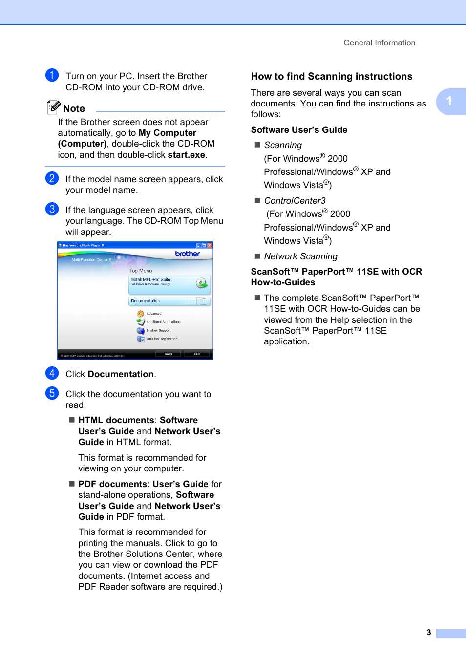 How to find scanning instructions | Brother DCP-395CN User Manual | Page 11 / 130