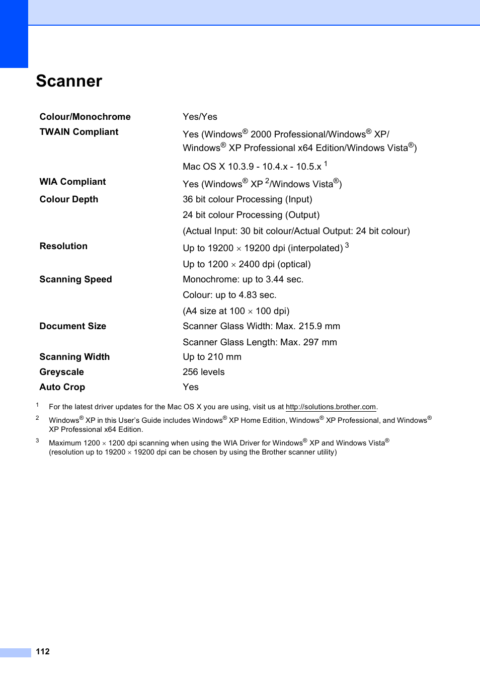 Scanner | Brother DCP-395CN User Manual | Page 120 / 130