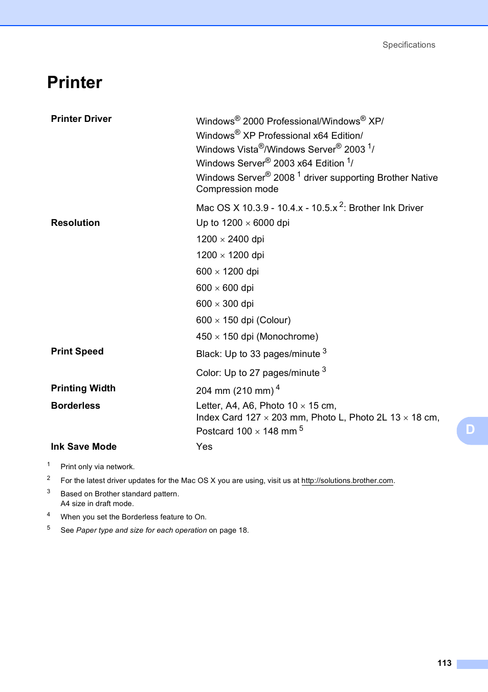 Printer | Brother DCP-395CN User Manual | Page 121 / 130