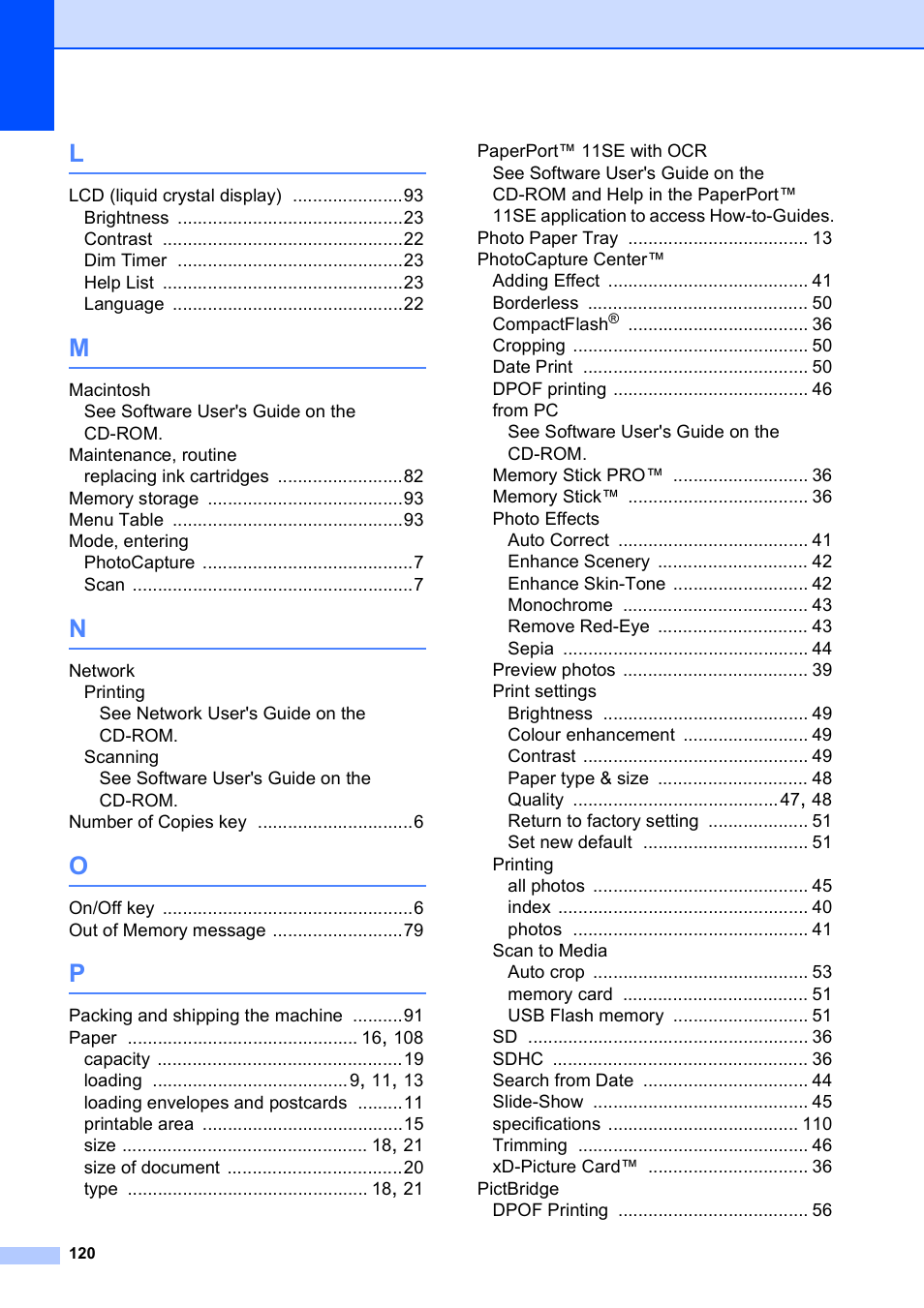 Brother DCP-395CN User Manual | Page 128 / 130