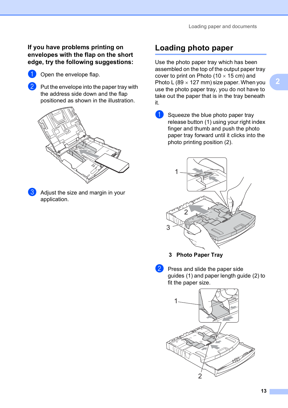 Loading photo paper | Brother DCP-395CN User Manual | Page 21 / 130