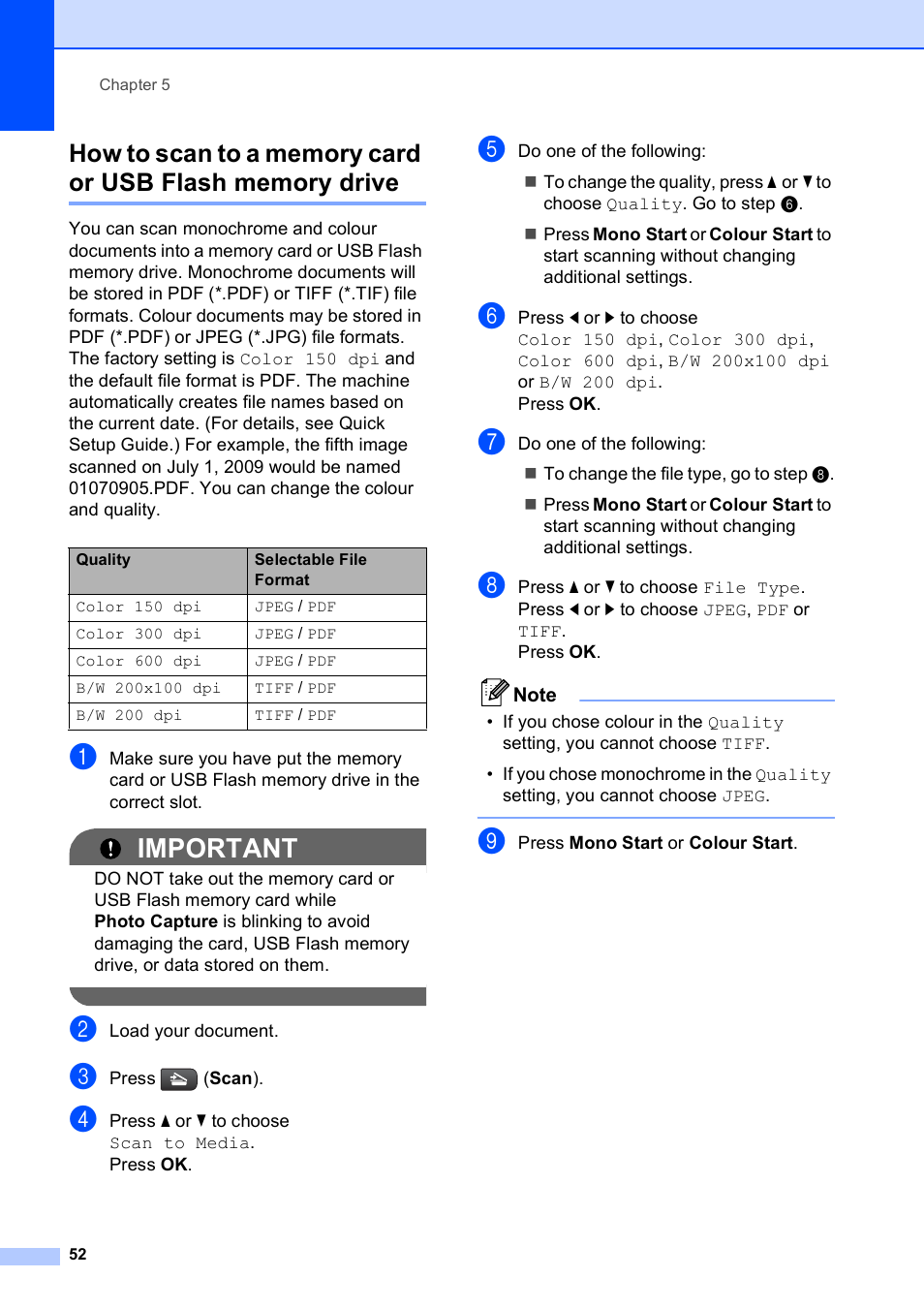 Important | Brother DCP-395CN User Manual | Page 60 / 130