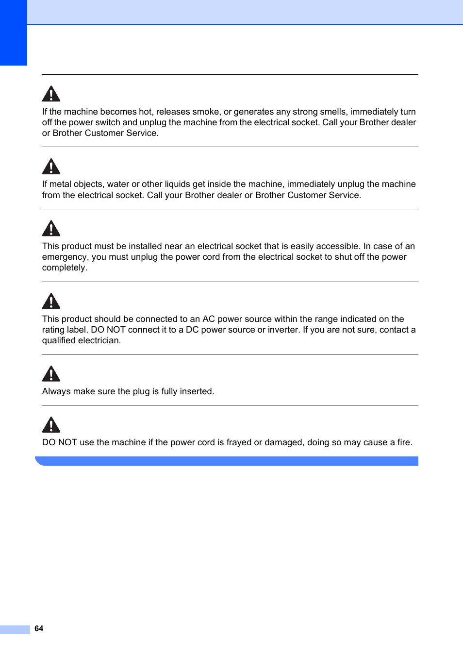 Always make sure the plug is fully inserted | Brother DCP-395CN User Manual | Page 72 / 130