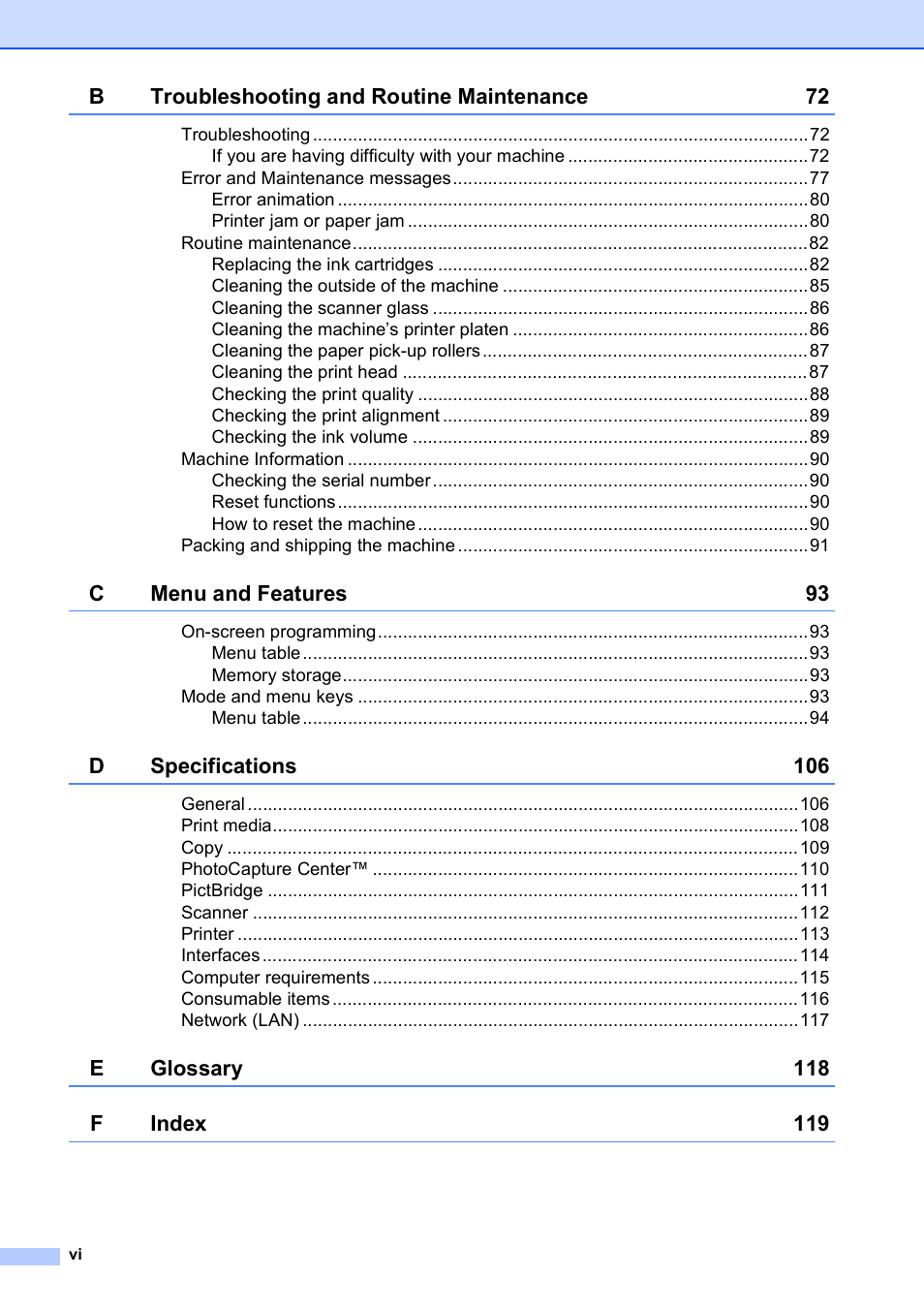 Brother DCP-395CN User Manual | Page 8 / 130