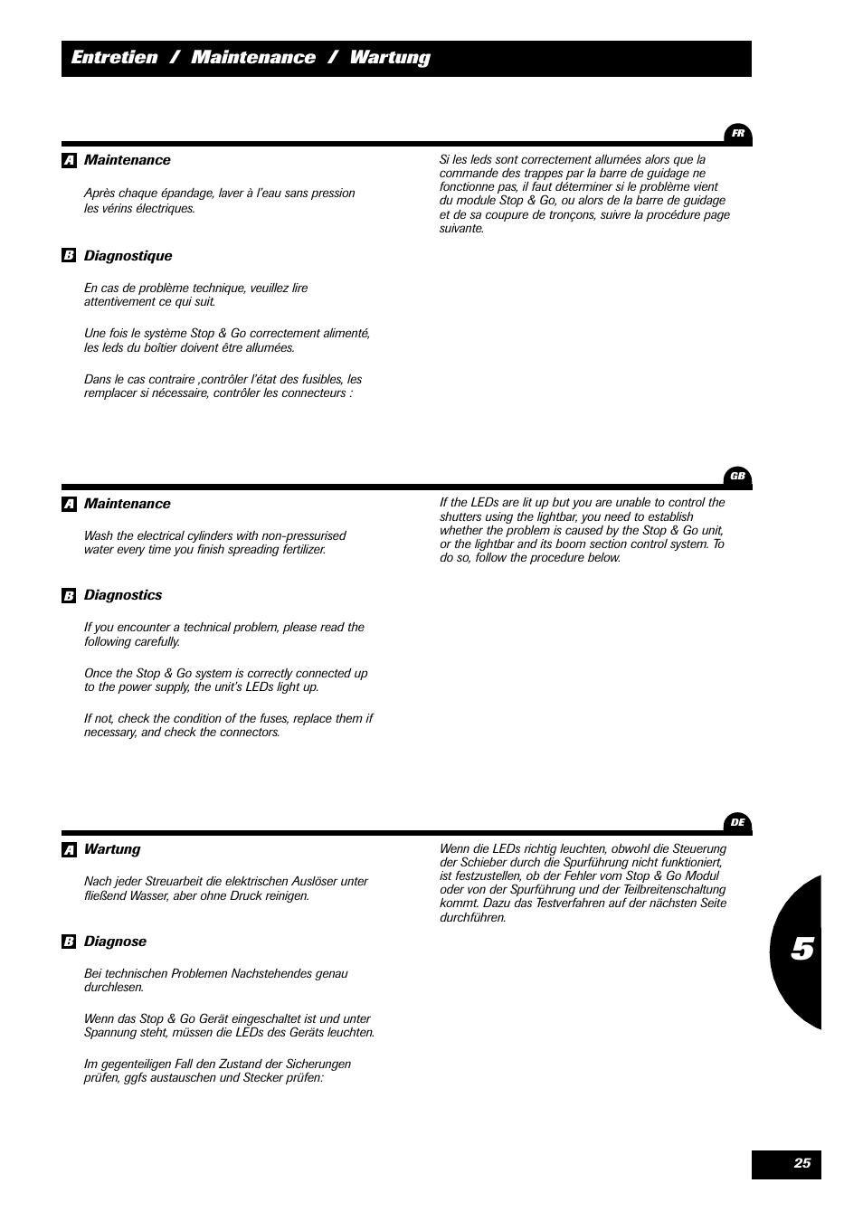 Entretien / maintenance / wartung | Sulky STOP & GO User Manual | Page 25 / 29