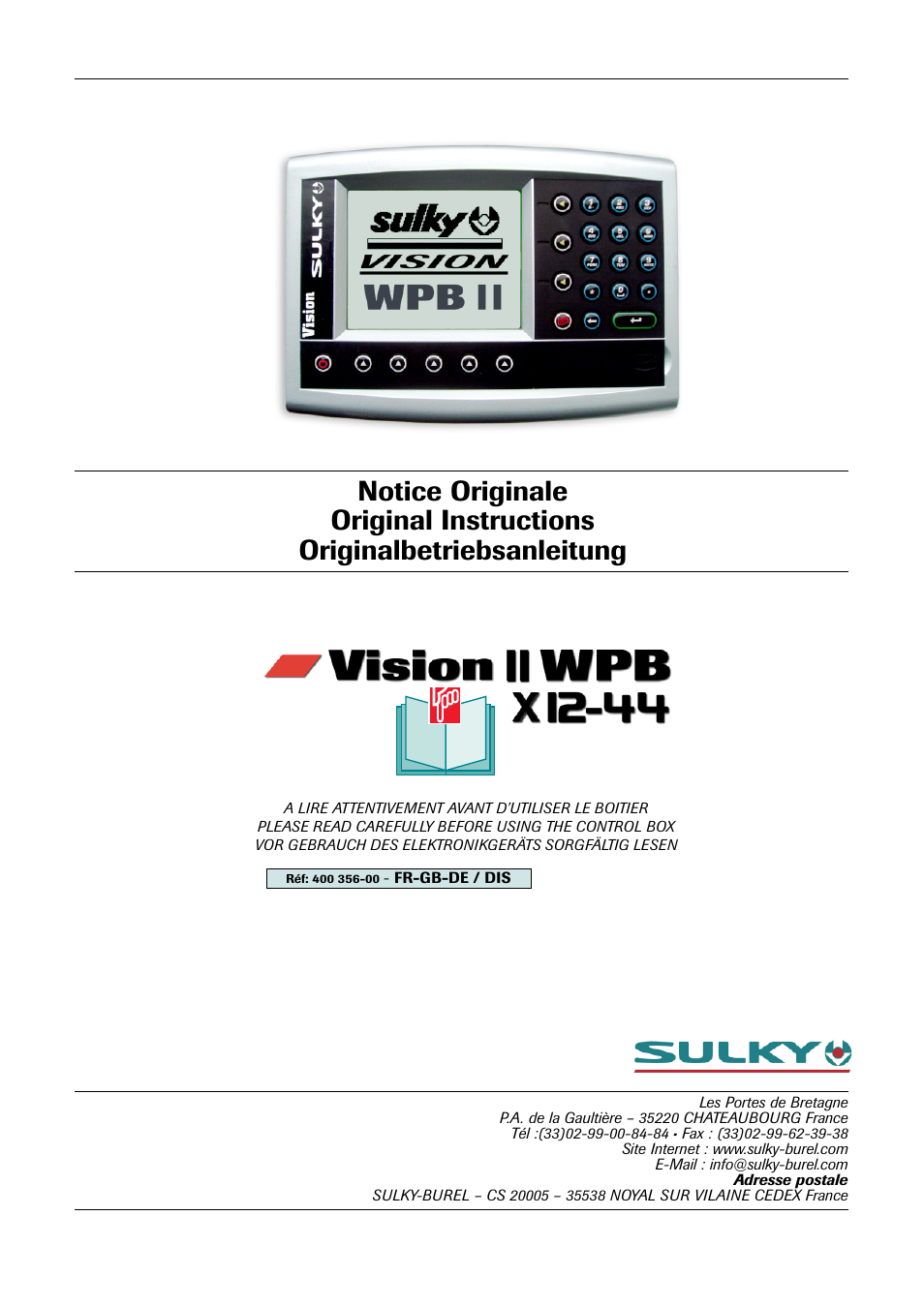 Sulky VISION 2 WPB User Manual | 81 pages