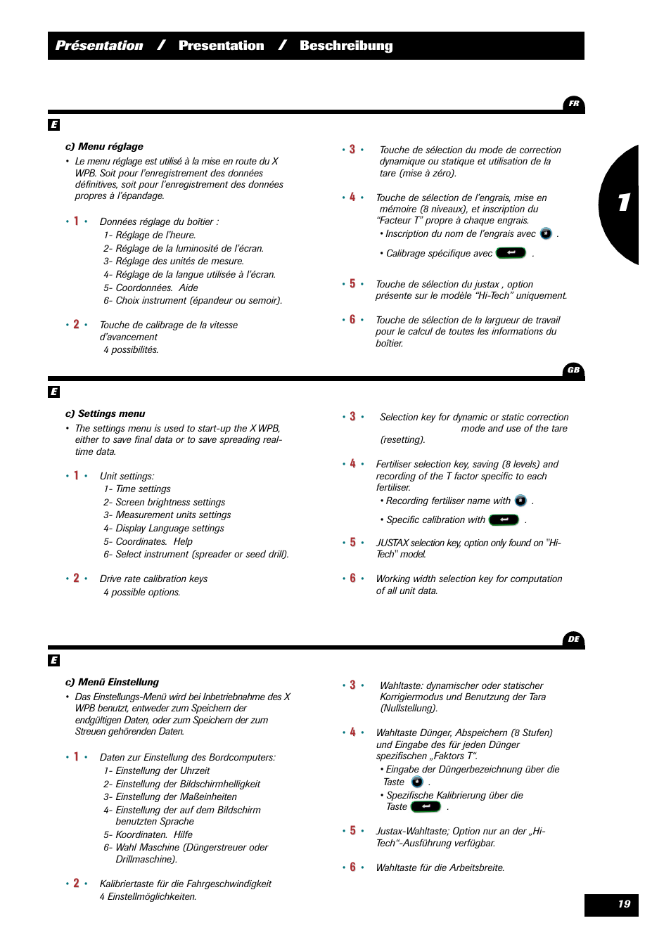 Sulky VISION 2 WPB User Manual | Page 19 / 81