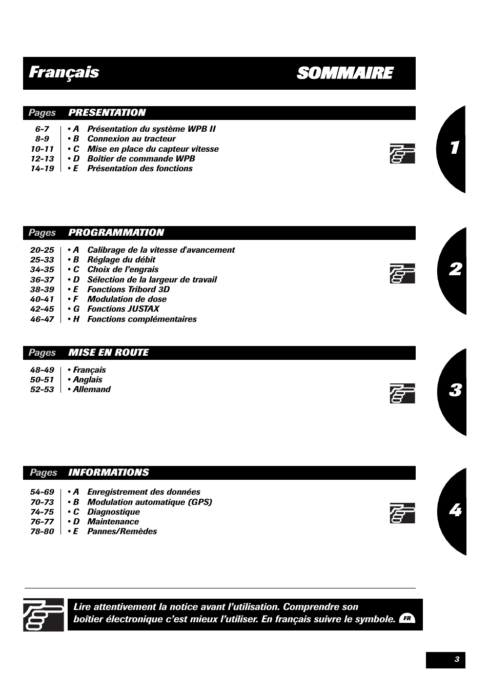 Sommaire français | Sulky VISION 2 WPB User Manual | Page 3 / 81