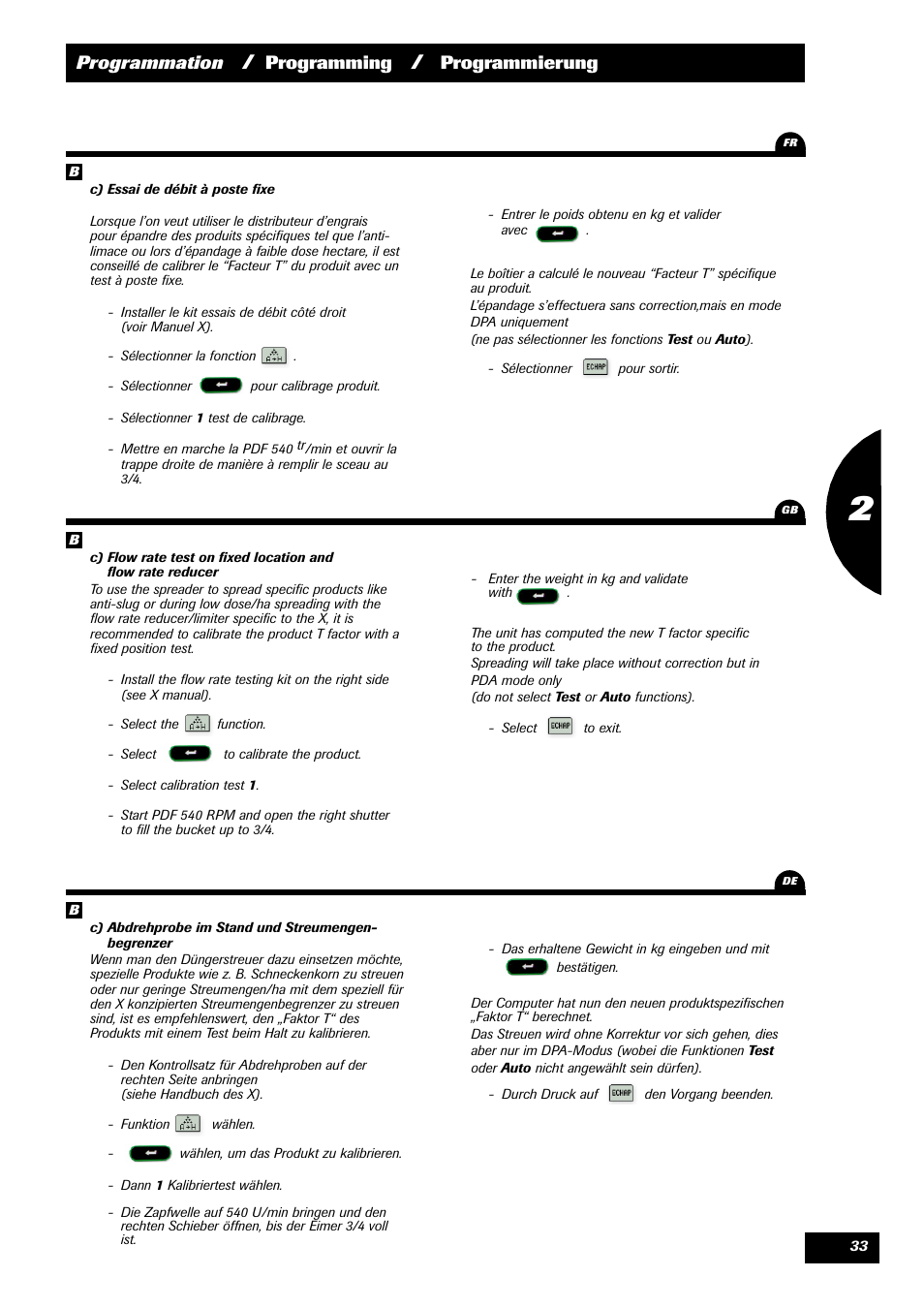 Programmation, Programming, Programmierung | Sulky VISION 2 WPB User Manual | Page 33 / 81