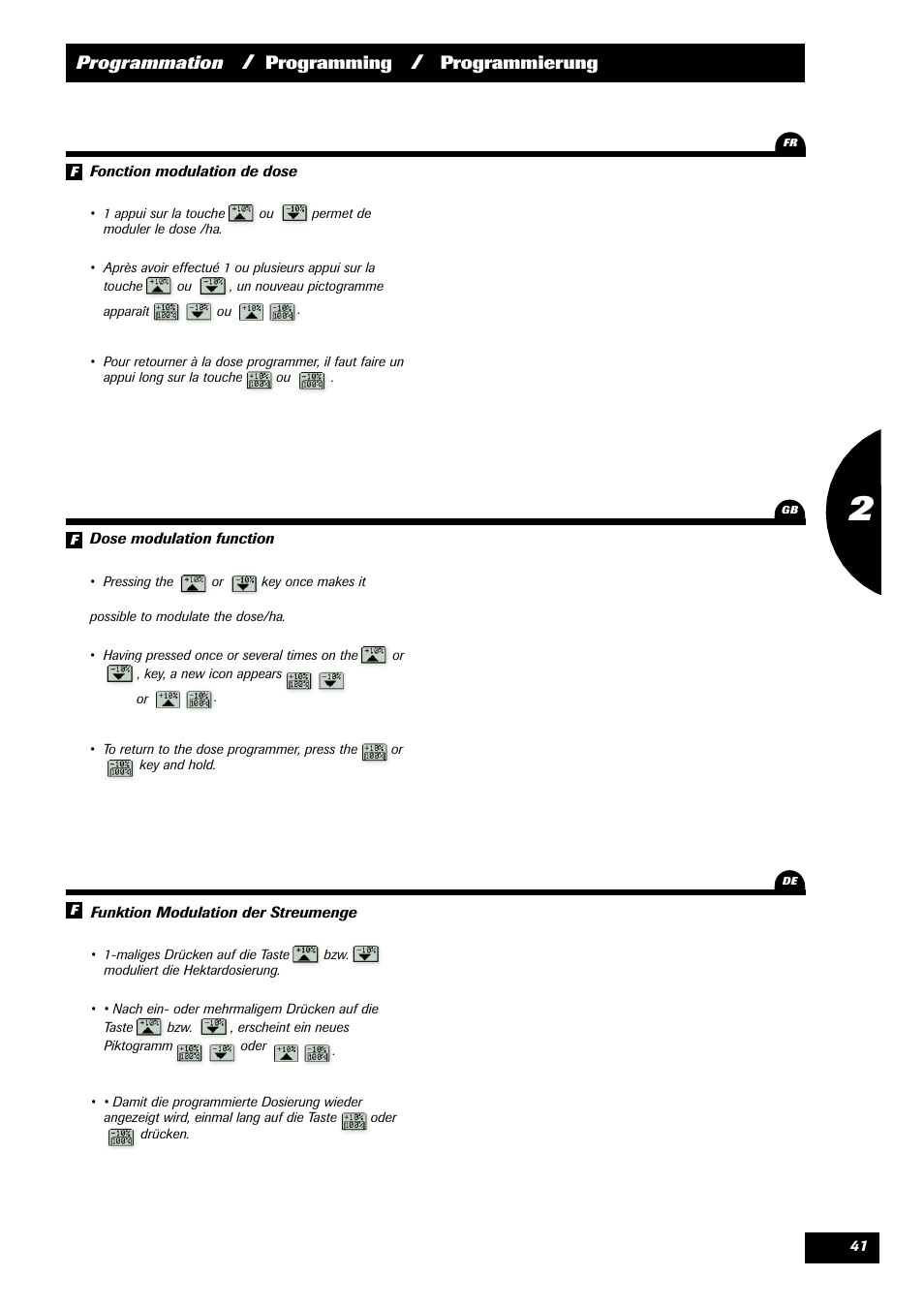 Programmation, Programming, Programmierung | Sulky VISION 2 WPB User Manual | Page 41 / 81