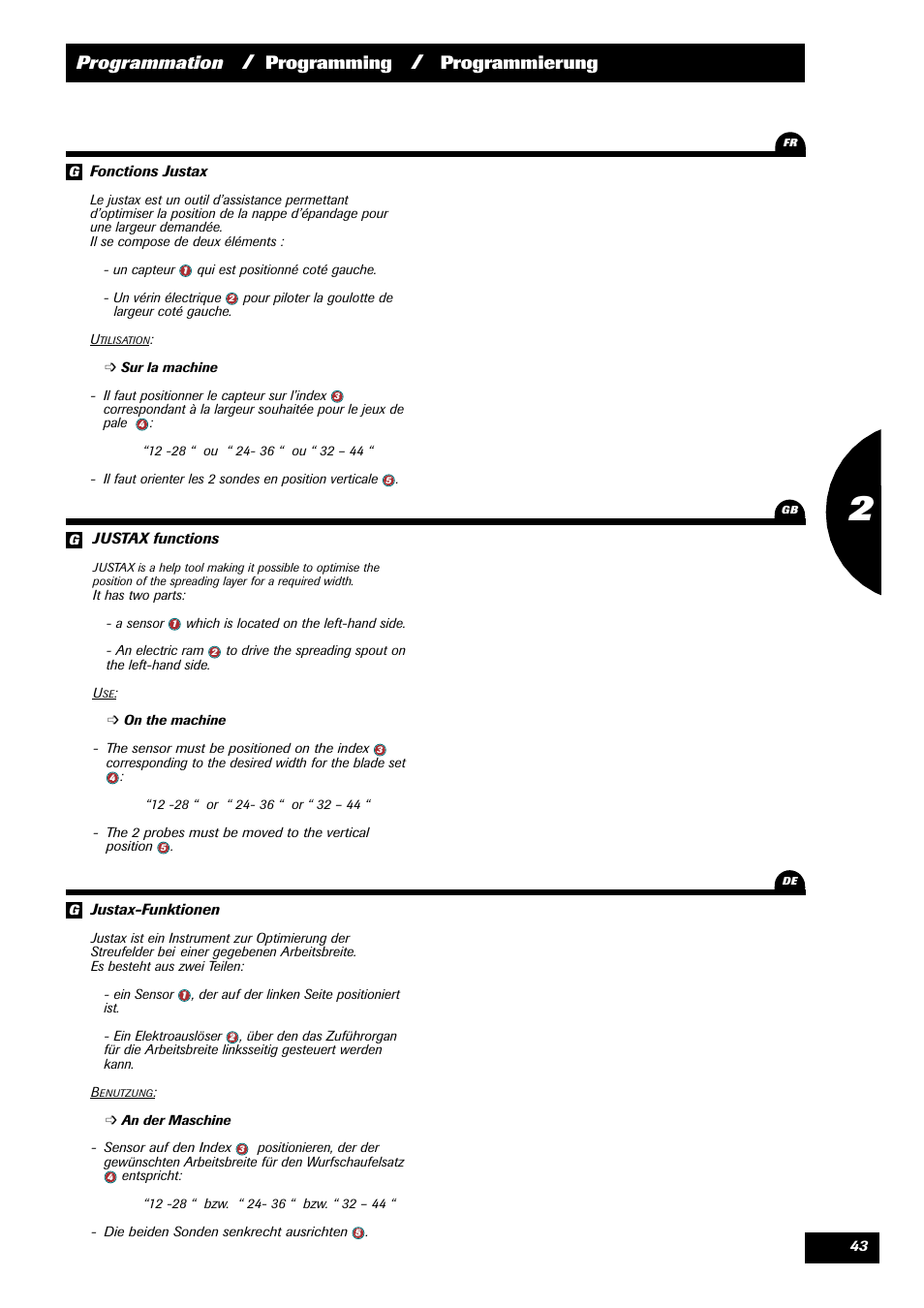 Programmation, Programming, Programmierung | Sulky VISION 2 WPB User Manual | Page 43 / 81