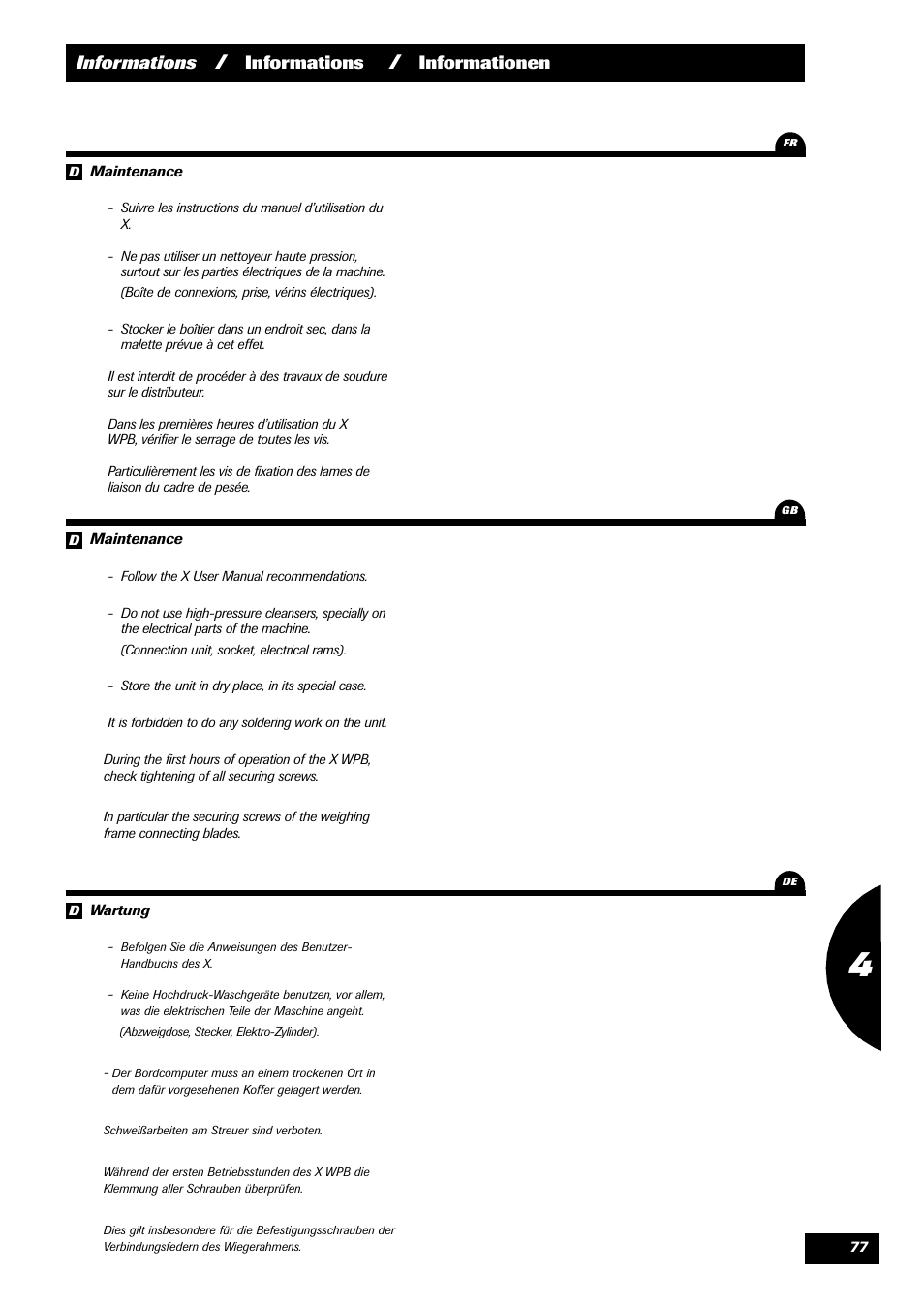 Informations, Informationen | Sulky VISION 2 WPB User Manual | Page 77 / 81