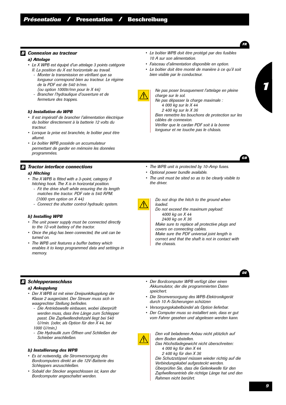 Présentation, Presentation, Beschreibung | Sulky VISION 2 WPB User Manual | Page 9 / 81