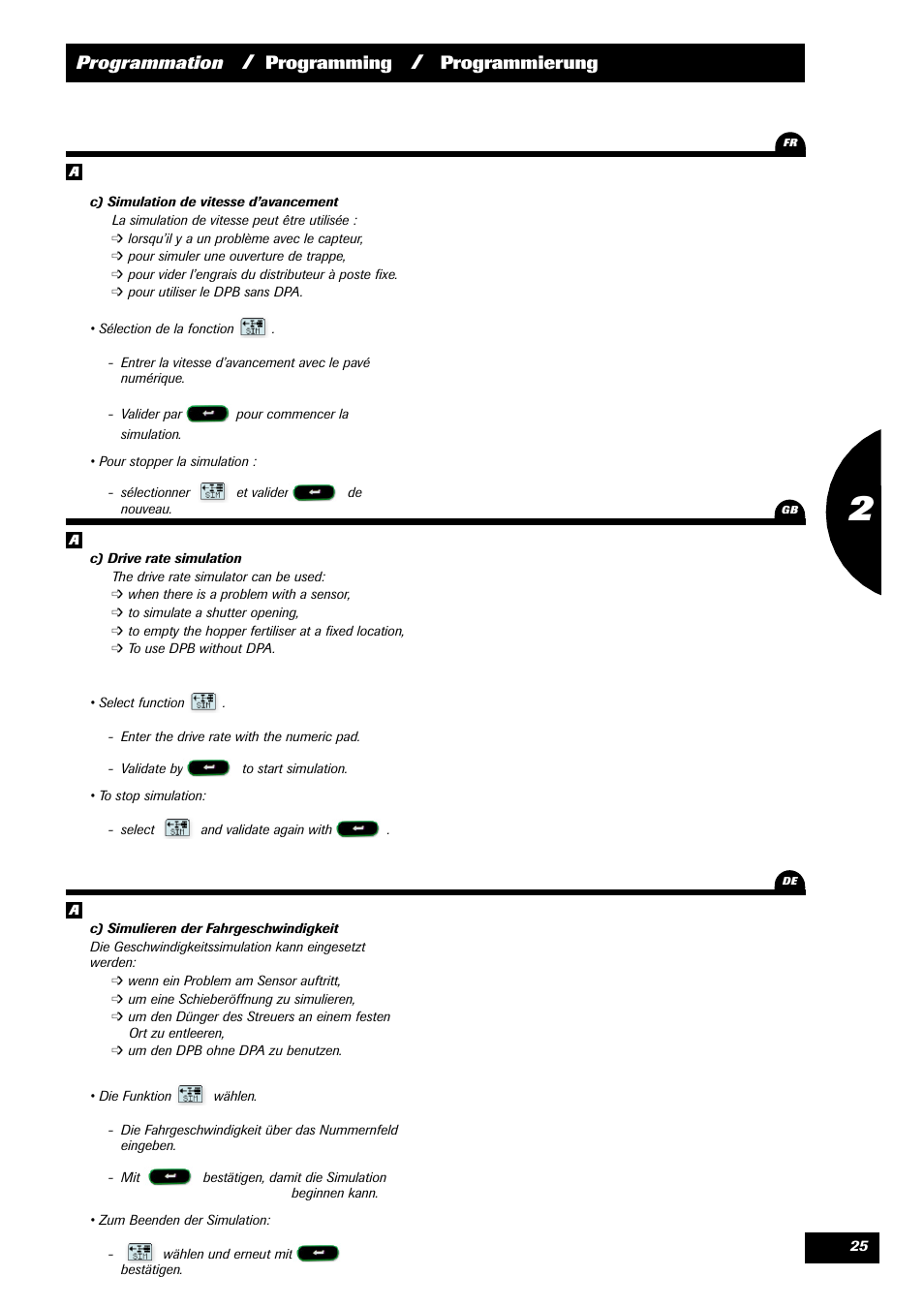 Programmation, Programming, Programmierung | Sulky VISION 2 DPB User Manual | Page 25 / 71