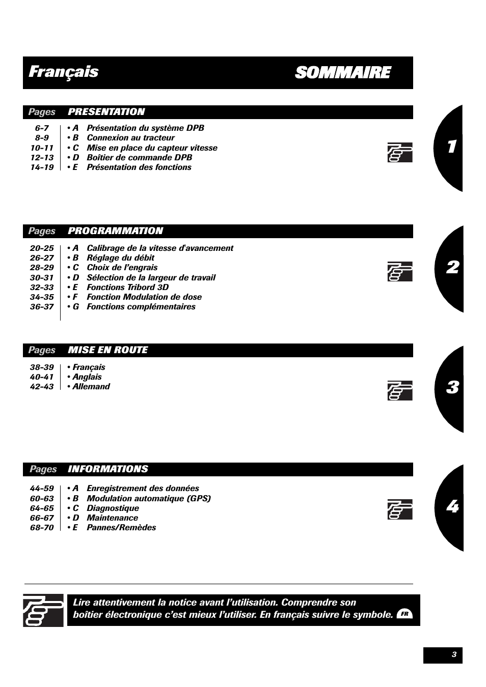 Sommaire français | Sulky VISION 2 DPB User Manual | Page 3 / 71