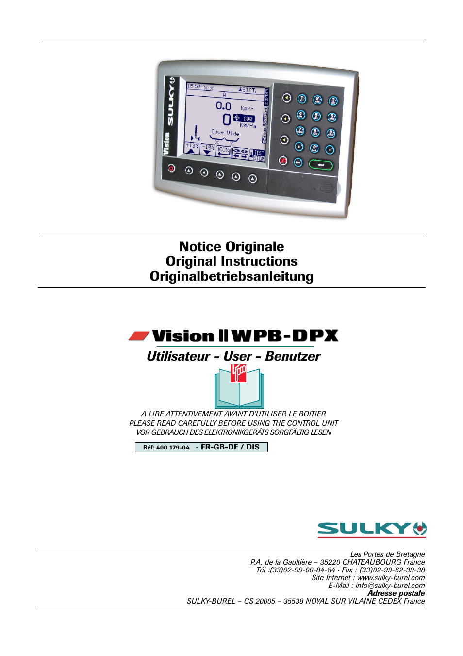 Sulky VISION 2 WPB User Manual | 57 pages