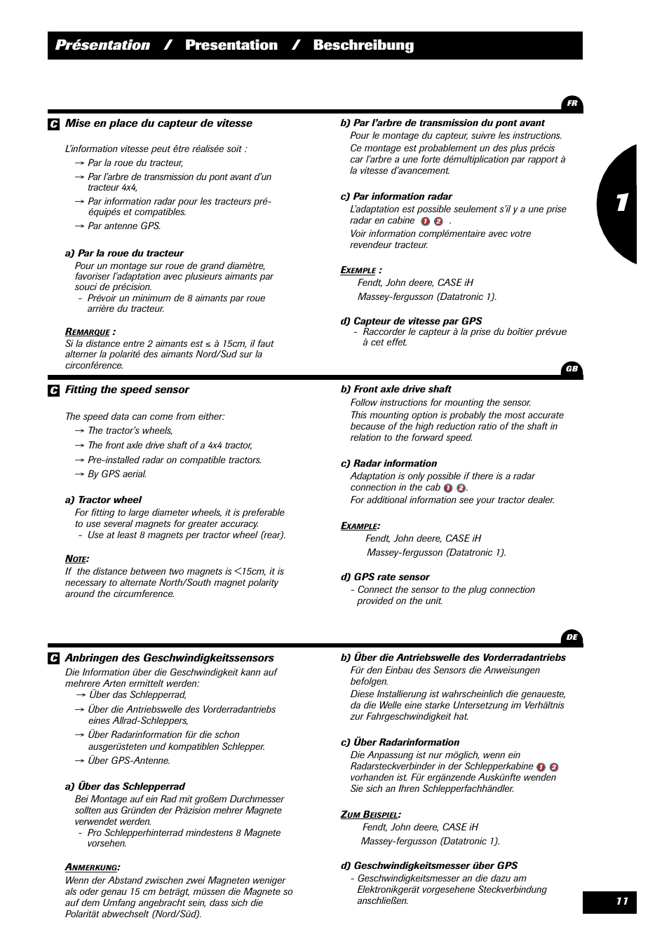 Présentation / presentation / beschreibung | Sulky VISION 2 WPB User Manual | Page 11 / 57