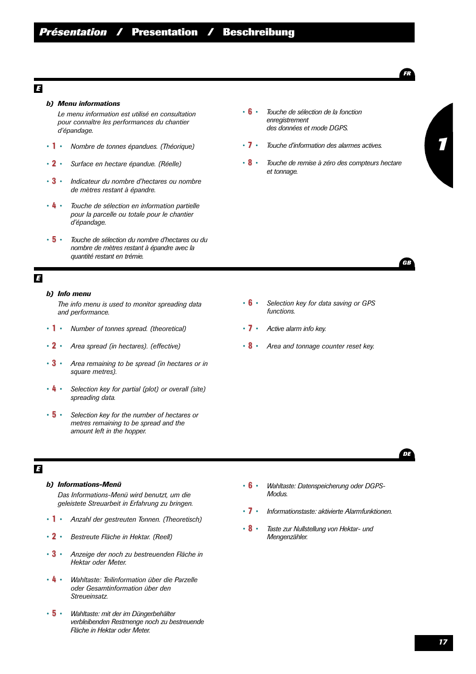 Présentation / presentation / beschreibung | Sulky VISION 2 WPB User Manual | Page 17 / 57