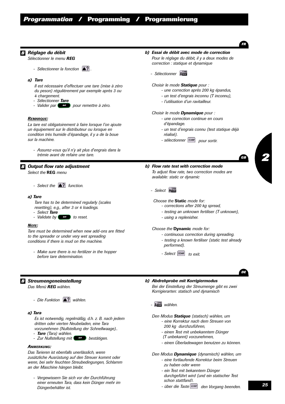 Programmation / programming / programmierung | Sulky VISION 2 WPB User Manual | Page 25 / 57