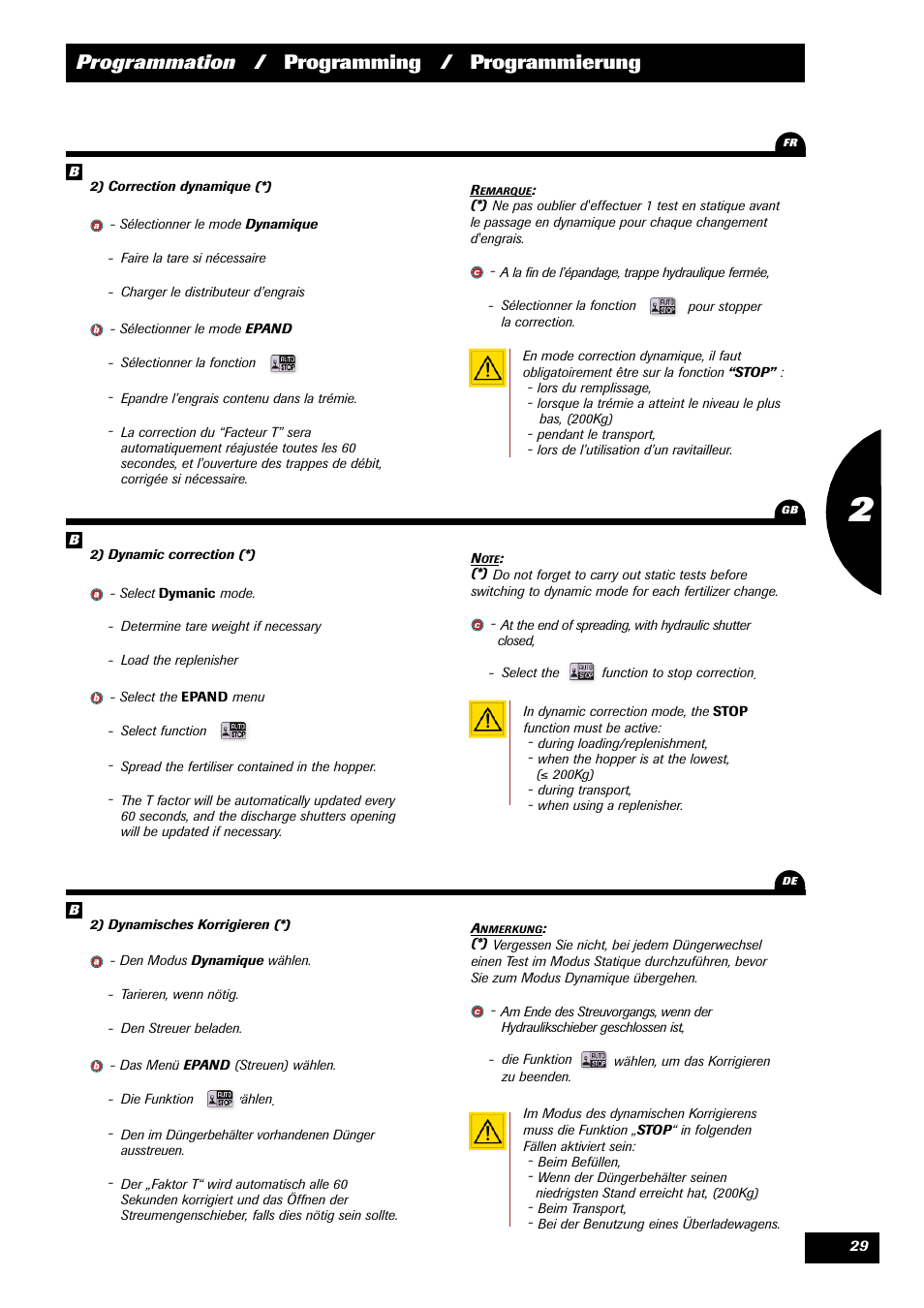 Programmation / programming / programmierung | Sulky VISION 2 WPB User Manual | Page 29 / 57