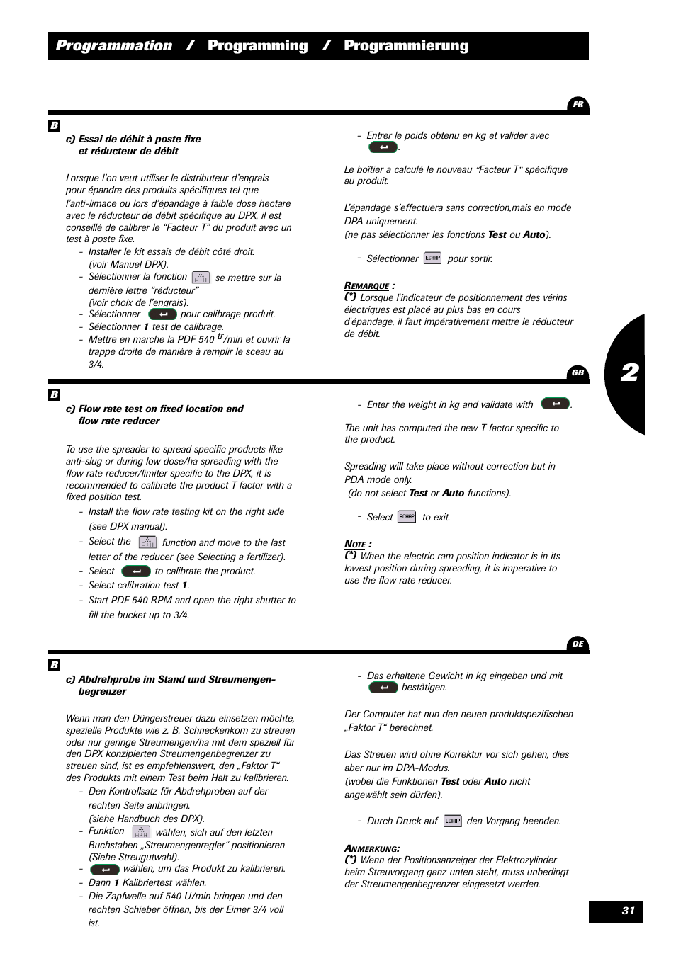 Programmation / programming / programmierung | Sulky VISION 2 WPB User Manual | Page 31 / 57