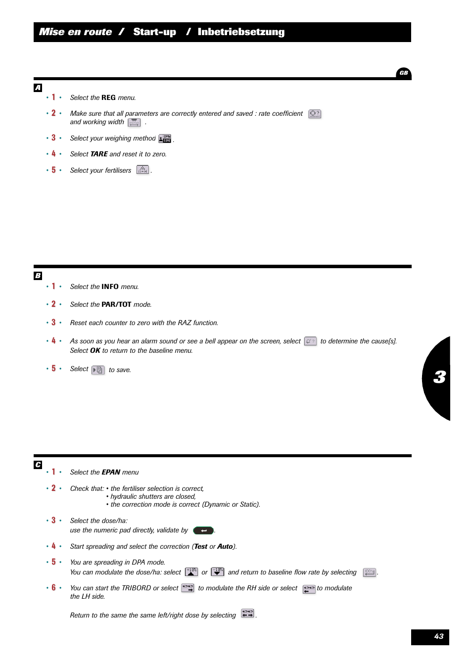 Mise en route / start-up / inbetriebsetzung | Sulky VISION 2 WPB User Manual | Page 43 / 57