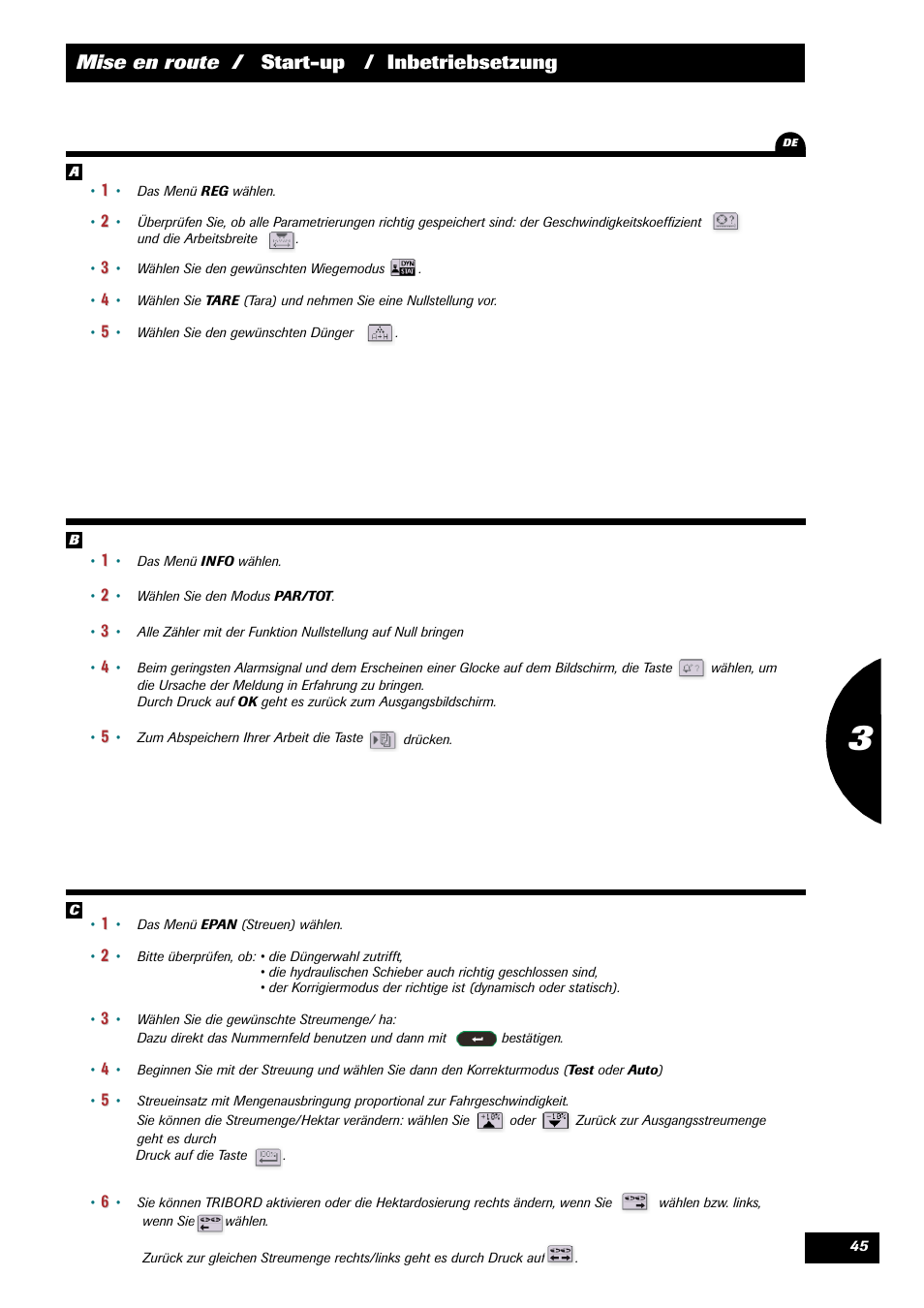 Mise en route / start-up / inbetriebsetzung | Sulky VISION 2 WPB User Manual | Page 45 / 57