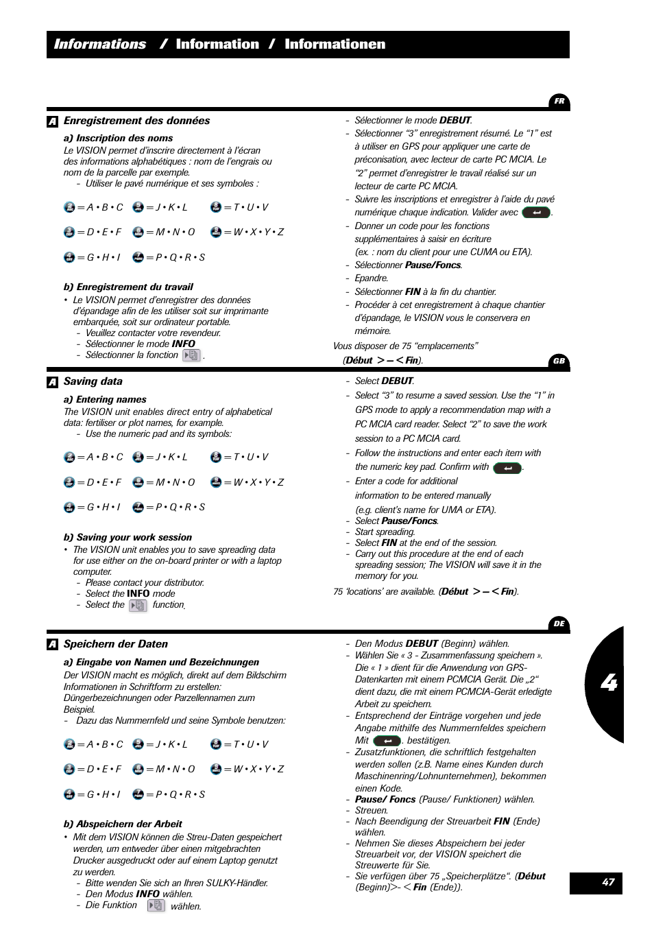 Informations / information / informationen | Sulky VISION 2 WPB User Manual | Page 47 / 57