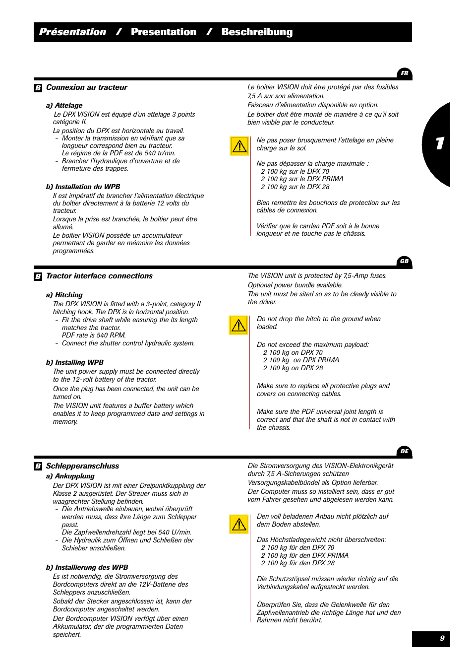 Présentation / presentation / beschreibung | Sulky VISION 2 WPB User Manual | Page 9 / 57