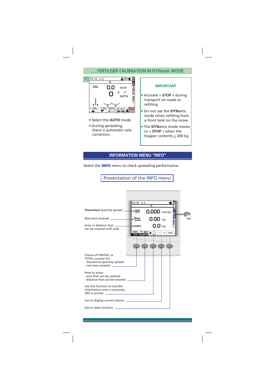 Fertiliser calibration in dynamic mode | Sulky VISION WPB Quick set-up User Manual | Page 6 / 6