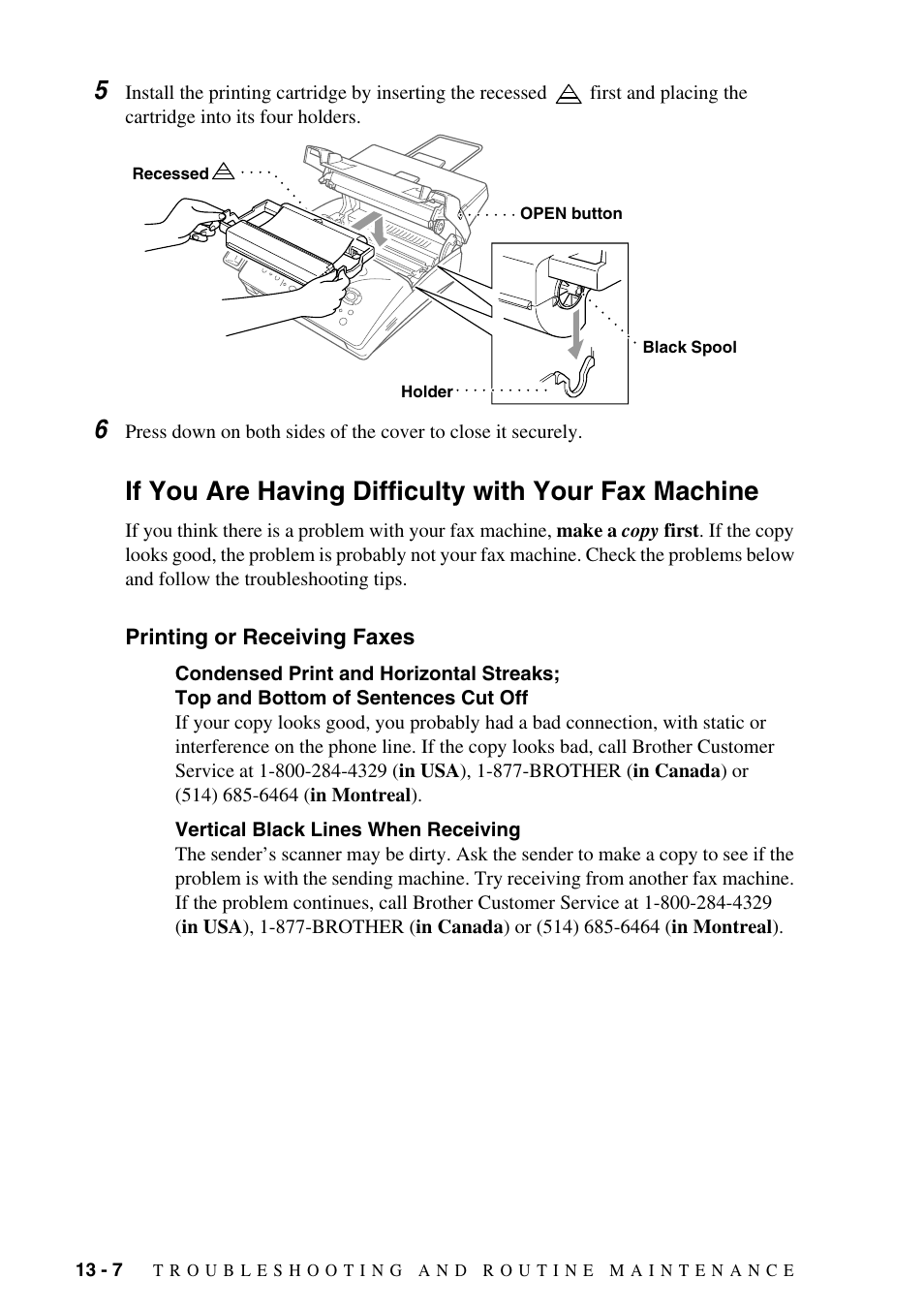 Printing or receiving faxes -7, If you are having difficulty with your fax machine | Brother IntelliFAX 1575MC User Manual | Page 100 / 116