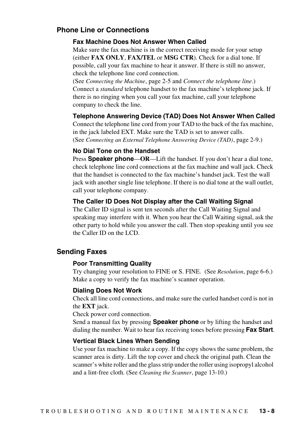 Phone line or connections -8 sending faxes -8 | Brother IntelliFAX 1575MC User Manual | Page 101 / 116