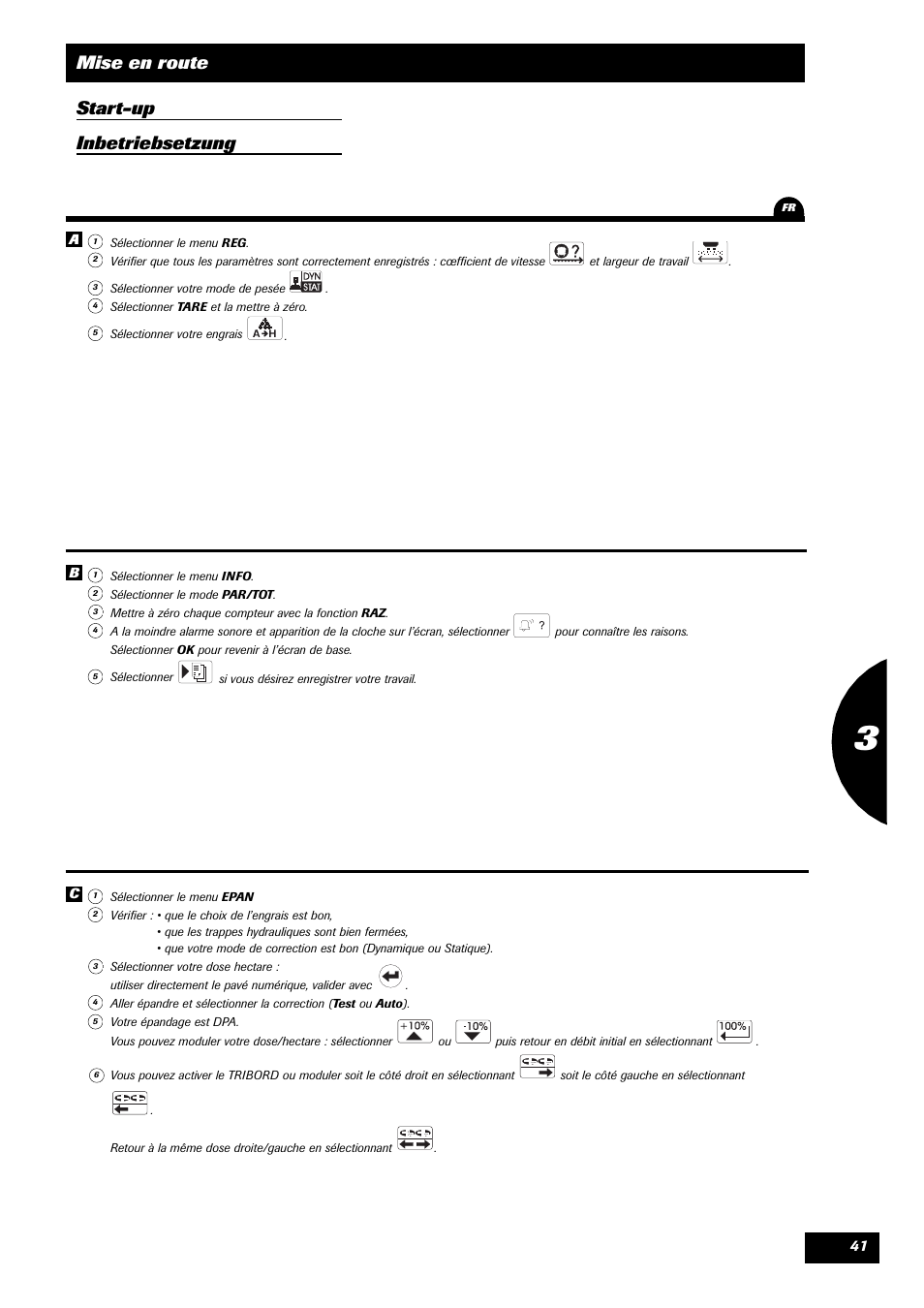 Mise en route start-up inbetriebsetzung | Sulky VISION 1 WPB User Manual | Page 41 / 57